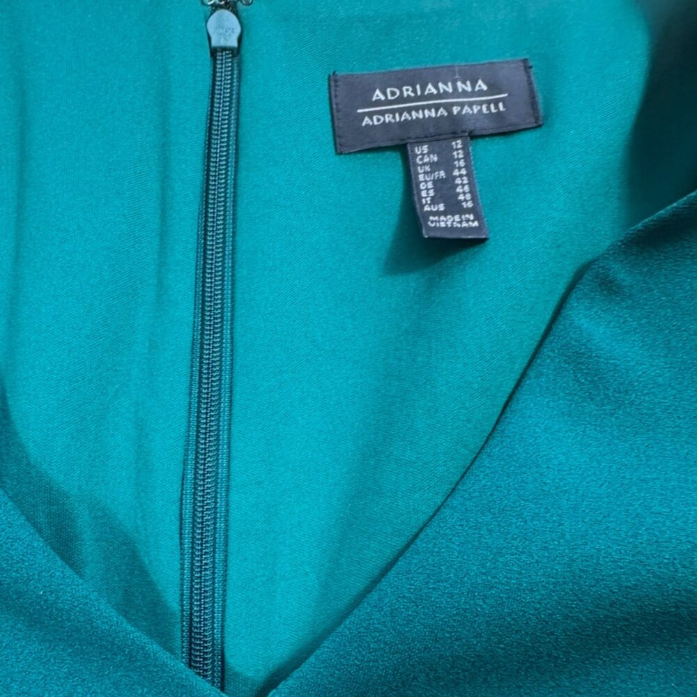 NWT Women’s Adrianna Papell Fringed Crepe & Chiffon Mini Dress Green Size 12 - Picture 5 of 6